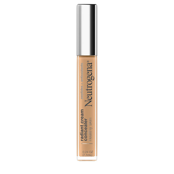 Neutrogena Healthy Skin Radiant Brightening Cream Concealer with Peptides & Vitamin E Antioxidant, Lightweight Perfecting Concealer Cream, Non-Comedogenic, Hazelnut Medium 01 warm undertones, 0.24 oz