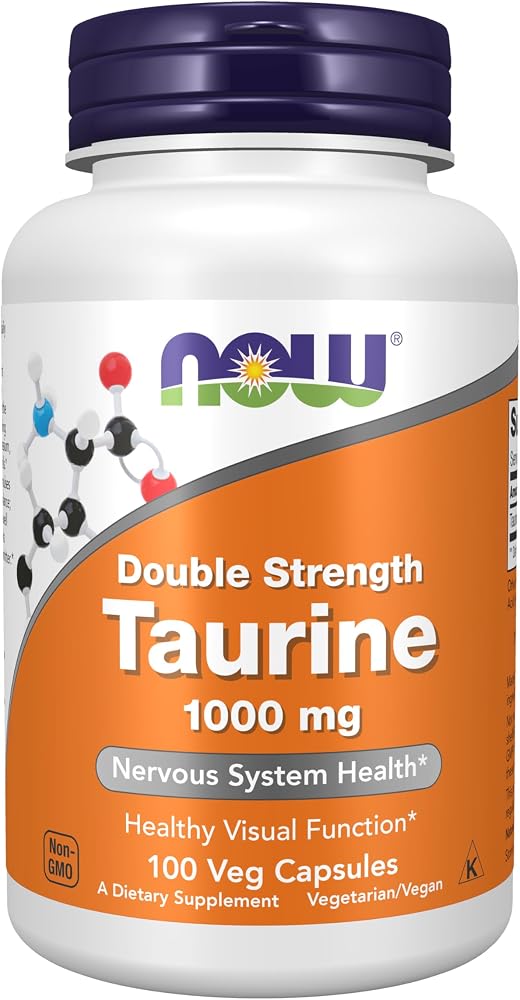NOW Supplements, Taurine 1,000 mg, Double Strength, 100 Veg Caps