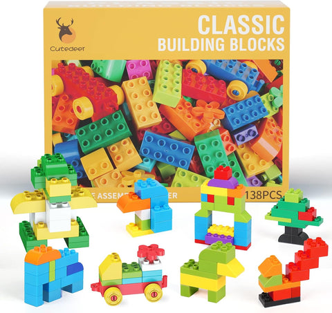 Cutedeer 138 Piece Building Blocks, Classic Bricks Set for Kids Toddlers