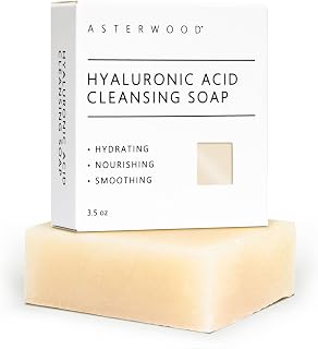 Asterwood Hyaluronic Acid Face Soap Bar, Hydrating Facial Cleanser, 3.5 Oz - Personal Care