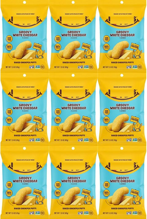 Chickpea Puffs Groovy White Cheddar, 1.5 oz, 9 Pack
