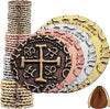 Large Metal Pirate Coins - 36 Bronze, Silver, Gold & Rose Gold Treasure Coin Set, Metal Replica Spanish Doubloons for Halloween Pirate Party Decorations & Favors, Tokens, Toys, Cosplay, Treasure Chest