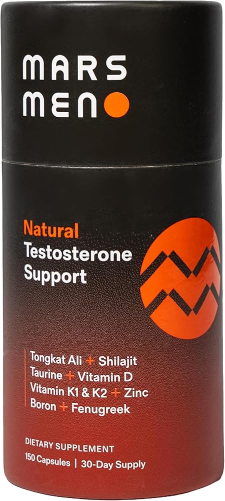MARS MEN Testosterone Booster for Men - Natural Supplement Premium Tongkat Ali, Fenugreek, Shilajit & Boron - Male Support - Libido, Energy & Muscle Growth Support - 30 Servings