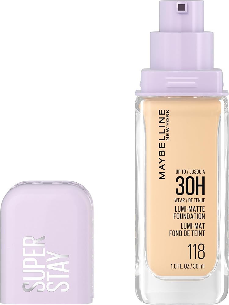 Maybelline Super Stay Lumi-Matte Foundation, Lightweight and Buildable Full Coverage Foundation Makeup For Up To 30HR Wear, 125, 1 Count