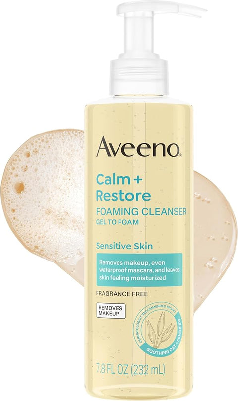 Aveeno Calm + Restore Foaming Cleanser, Fragrance-Free, 7.8 fl. oz - Personal Care