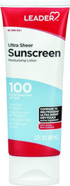 Leader Travel Sunscreen SPF 100+, Ultra Sheer Dry-Touch Water Resistant and Non-Greasy Lotion with Broad Spectrum SPF 100+, 3 Fl Oz - Personal Care