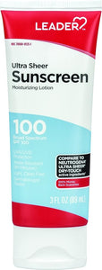 Leader Travel Sunscreen SPF 100+, Ultra Sheer Dry-Touch Water Resistant and Non-Greasy Lotion with Broad Spectrum SPF 100+, 3 Fl Oz - Personal Care