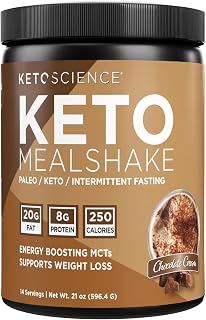 Keto Science Keto Shake Powder – Chocolate Meal Replacement with MCT Oil, Collagen, Protein – Keto Diet Supplement for Weight Loss – 14 Servings