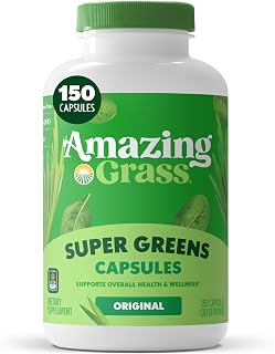 Amazing Grass Super Greens Capsules, Organic Greens, 150 Count