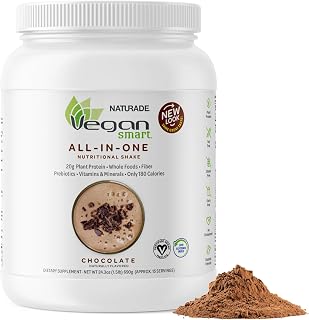 Vegansmart Naturade All-in-One Plant-Based Shake Low Sugar Nutrition with Protein, Fiber, Vitamins & Minerals, Supports Balanced Energy & Wellness, Chocolate, Vegan - 24.34 oz