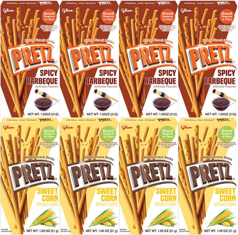 Baked Snack Sticks Variety Pack, 8-Pack, 4 Each of Spicy Barbeque & Sweet Corn, 1.09 oz Individual Snack Sticks, Crunchy & Savory, Perfect for Kids and Adults