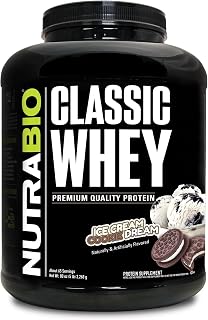 NutraBio Classic Whey Protein Powder- Full-Spectrum Amino Acid Profile - No Fillers, Artificial Colors, Preservatives - Low Glycemic Index - Ice Cream Cookie Dream, 5 Pounds