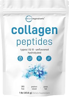 Micro Ingredients Hydrolyzed Collagen Peptides Powder, 1 lb | Type I & III Collagen for Women & Men | Unflavored Bovine Collagen Protein | Easy Dissolve, Paleo, Non-GMO