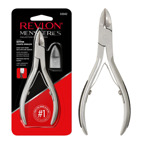 Revlon Nail Clipper for Men, Durable for Tough Fingernail and Toenail Trimming, Ergonomic No-Slip Grip Handle, Stainless Steel, 1 count - Personal Care
