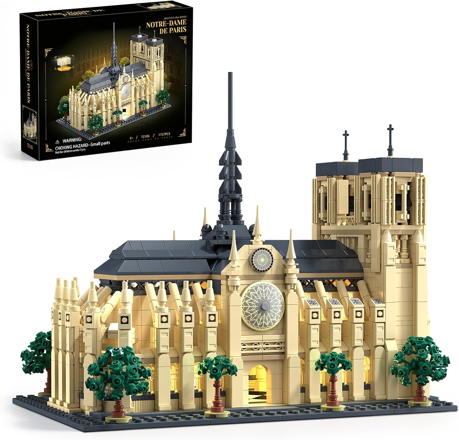 Notre Dame de Paris Building Set for Adults with LED Lights 1757Pcs