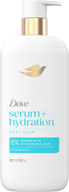 Dove Serum+ Hydration Body Wash Hyaluronic Acid 6% Hydration Serum, 18.5 oz