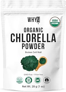 WHYZ Organic Chlorella Powder, 1 oz, Rich in Vegan Protein & Chlorophyll, Raw Premium Chlorella Supplement, Vegan Friendly, Non-GMO, 14 Servings