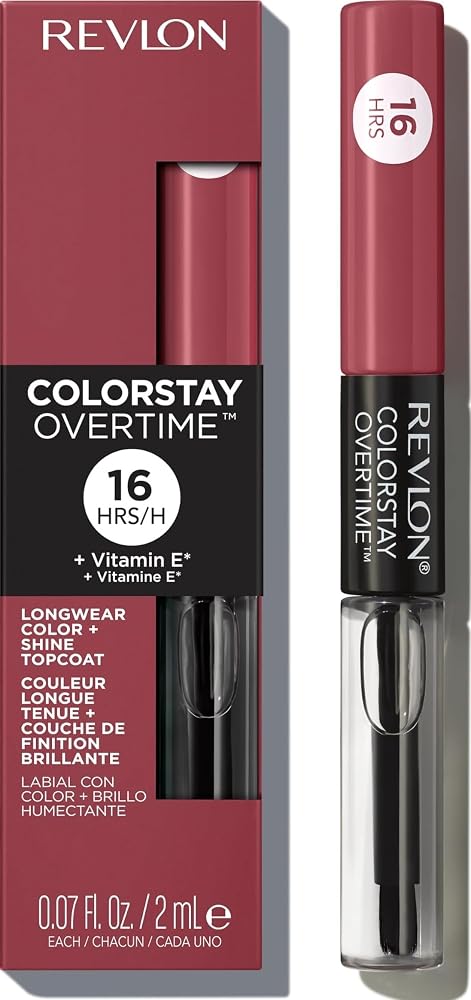 Revlon ColorStay Overtime Lipcolor, 380 Always Sienna, 0.07 fl oz | Dual-ended liquid lipstick with clear lip gloss. Moisturizing ingredients. Won't smudge, bleed or feather. - Lip Makeup - Beauty