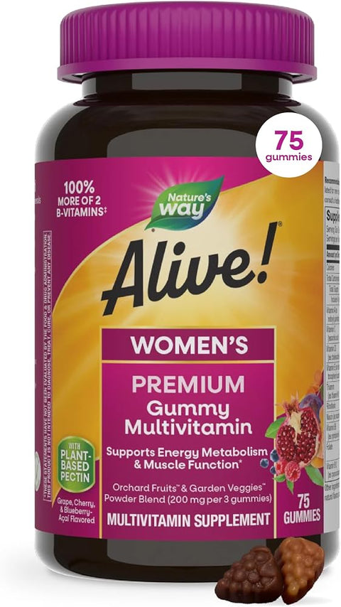 Nature's Way Alive! Premium Women's Gummy Multivitamin, B-Vitamins, 75 ct