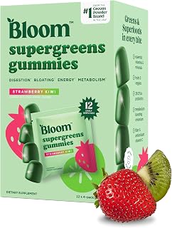 Bloom Nutrition Super Greens Gummies, Strawberry Kiwi, 12 Servings