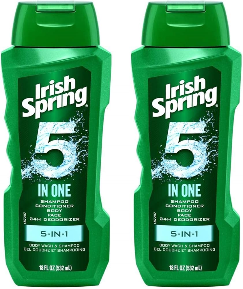 Irish Spring 5-in-1 Shampoo, Conditioner, Body Wash, Face Wash and Deodorizer, 18 oz - Personal Care