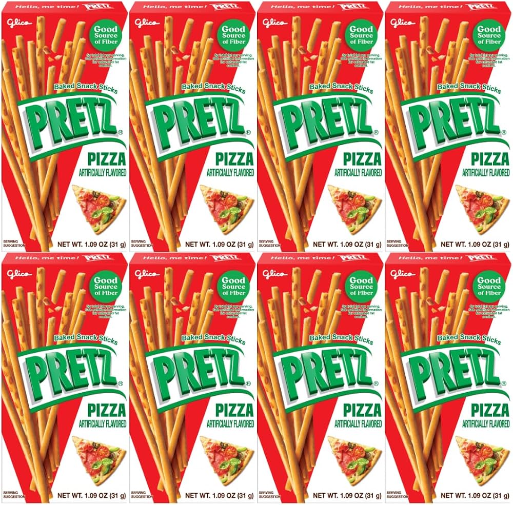 Baked Snack Sticks Pizza Flavor, Crunchy and Savory, Perfect Snack for Kids and Adults, 1.09 oz Individual Packs, Convenient 8-Pack, Delicious Party and On-the-Go Treats