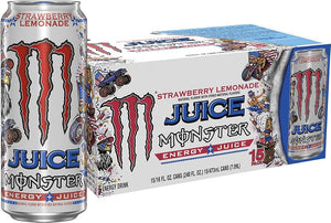 Monster Energy Juice Strawberry Lemonade, Energy + Juice, Energy Drink, 16 Ounce (Pack of 15)