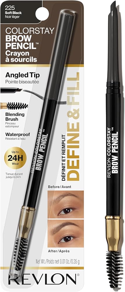Revlon ColorStay Brow Pencil, 225 Soft Black, 0.021 oz