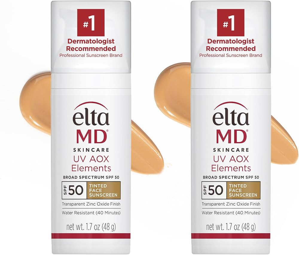 Eltamd UV AOX Elements Tinted Face Sunscreen, SPF 50, 100% Tinted Mineral Sunscreen for Sensitive Skin and Dry Skin with Antioxidants, 1.7 oz Pump - Personal Care