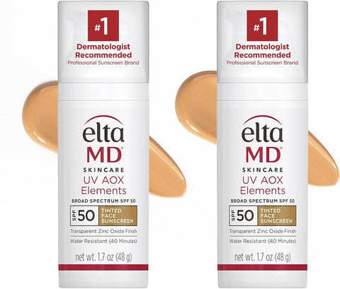 Eltamd UV AOX Elements Tinted Face Sunscreen, SPF 50, 100% Tinted Mineral Sunscreen for Sensitive Skin and Dry Skin with Antioxidants, 1.7 oz Pump - Personal Care