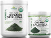 Zazzee USDA Organic Spirulina and Chlorella Powder | Organic Greens Superfood Bundle with Broken Cell Wall Chlorella (6oz) Plus Raw Spirulina Algae (8oz) | Non-GMO Vegan & ISO Lab Tested