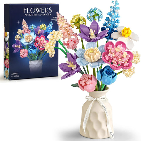 SUNHABI Flower Building Set for Adults, Botanical Flower Bouquet Kit