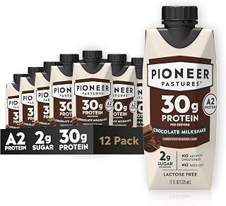 Pioneer Pastures High Protein A2 Milkshakes, Chocolate, 11oz, 12 Pack