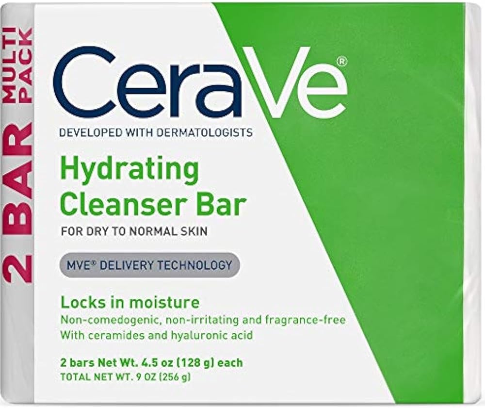 Cerave Hydrating Cleanser Bar, Soap-Free Face & Body Cleanser, 2-Pack - Personal Care