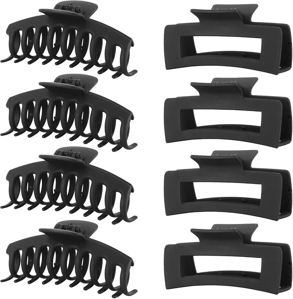 LuSeren Hair Clips for Women 4.3 Inch Large Hair Claw Clips for Women Thin Thick Curly Hair, Big Matte Banana Clips,Strong Hold jaw clips,Clear1