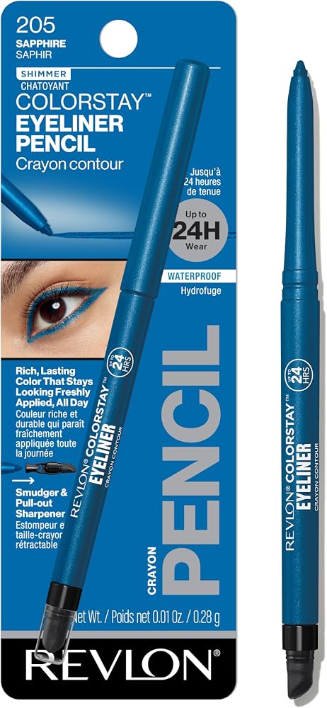 REVLON ColorStay Pencil Waterproof Eyeliner, 205 Sapphire, 0.01 oz