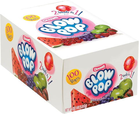 Charms Blow Pop Lollipops, Assorted Flavors, 100 Count, 4lb 1oz Box