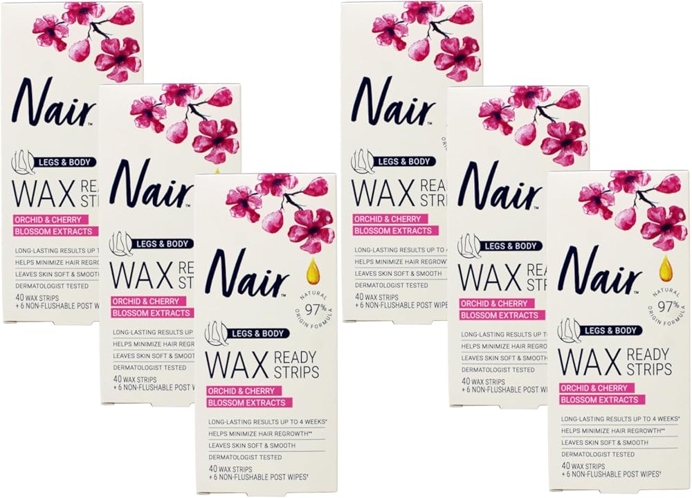 Nair Hair Remover Wax Ready- Strips 40 Count Legs/Body (6 Pack) by Nair