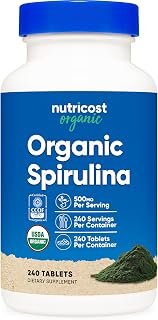Nutricost Organic Spirulina 500mg, 240 Tablets - Gluten Free, Non-GMO