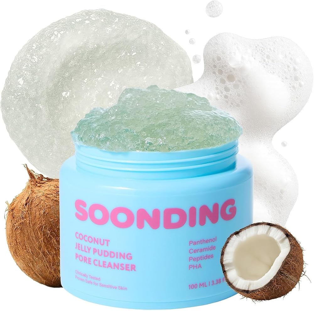 Coconut Jelly Pudding Cleanser | Deep Pore Cleansing & Gentle Exfoliation with Jelly-to-Foam Texture | Hydrating Face Wash with Panthenol, Ceramide & Peptides (100ml)