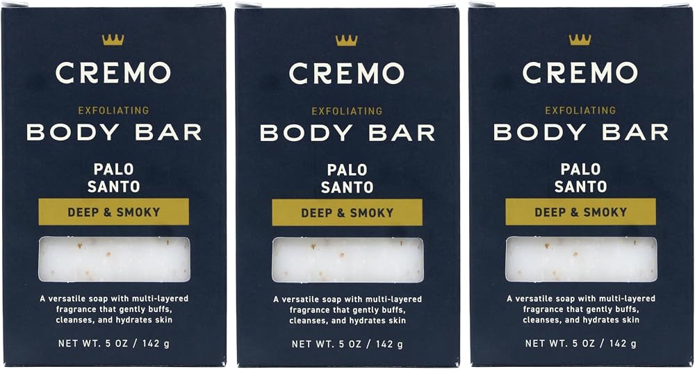 Cremo Exfoliating Body Bars Palo Santo (Reserve Collection) - A Combination of Lava Rock and Oat Kernel Gently Polishes While Shea Butter Leaves Your Skin Feeling Smooth and Healthy (Pack of 3)