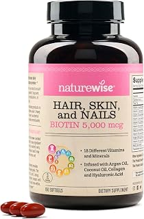 NatureWise Hair Skin Nails Vitamins for Women, Biotin 5000mcg, 150 Softgels
