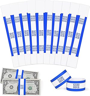 ESSENTIAL 100 Pcs Currency Straps, Self-Adhesive Money Bands