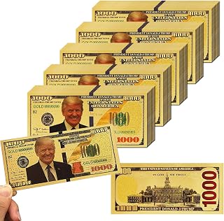 1000 Dollar 2025 USA President Bill Banknote, One Thousand 24k Gold Coated USA President Legacy Limited Edition Million Dollar Bill Great Gift for Currency Collectors and Republican (50)