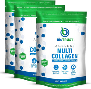 BioTRUST Multi Collagen Peptides Unflavored Powder - Hydrolyzed 3 pack