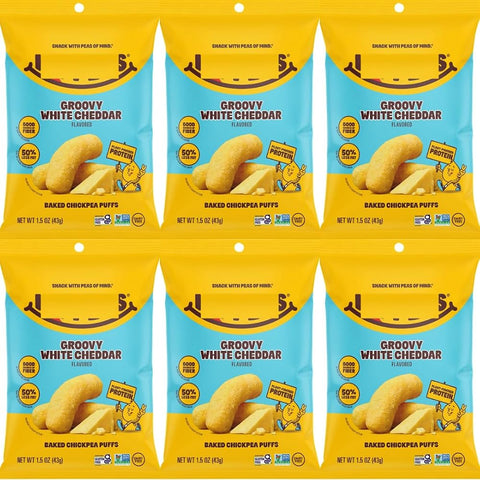 Chickpea Puffs Groovy White Cheddar, 1.5 oz, 6 Pack