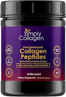 Hydrolyzed Collagen Peptides Powder Grass-Fed, Unflavored, Type I & III Supports Hair, Skin, Nails, Bones & Joints 41 Servings