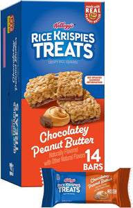 Rice Krispies Treats Crispy Marshmallow Squares, Kids Snacks, Cereal Bars, Chocolatey Peanut Butter, 10.8oz Box (14 Bars)
