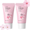 Japanese Sakura Sunscreen Cream, SPF 50 Moisturization Suncream, Lightweight Texture, Non-Greasy, Fast-Absorbing(2Pcs) - Personal Care