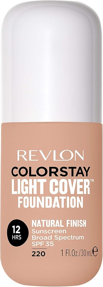 Revlon ColorStay Light Cover Liquid Foundation, Hydrating Longwear Weightless Makeup with SPF 35, Light-Medium Coverage for Blemish, Dark Spots & Uneven Skin Texture, 220 Natural Beige, 1 fl. oz.